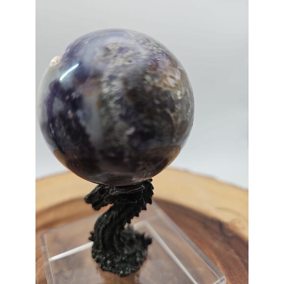 Rainbow Labradorite Sphere .45lb 53mm W/Dragon Stand - Picture 5 of 11